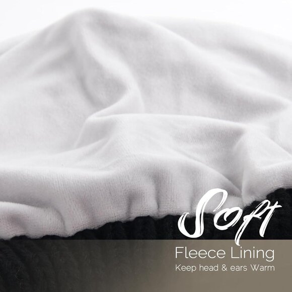 Furtalk Fleece Lined Double Layer Knit Beanie Warm Ski Skull Cap Slouchy Hat - Picture 3 of 6